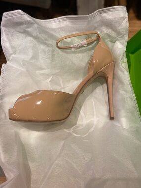 New in box Sam Edelman Nude Patent Open-Toe Ankle-Strap Stiletto